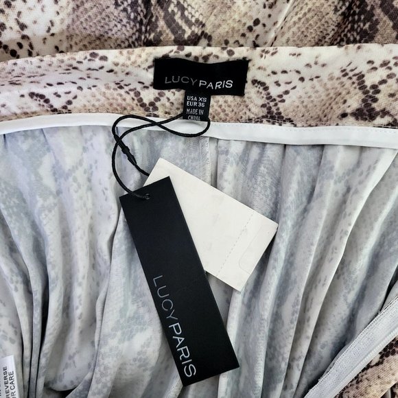 Lucy Paris Womens XS Python Accordion Pleated Midi Skirt Red Color-block Trim - Picture 8 of 10